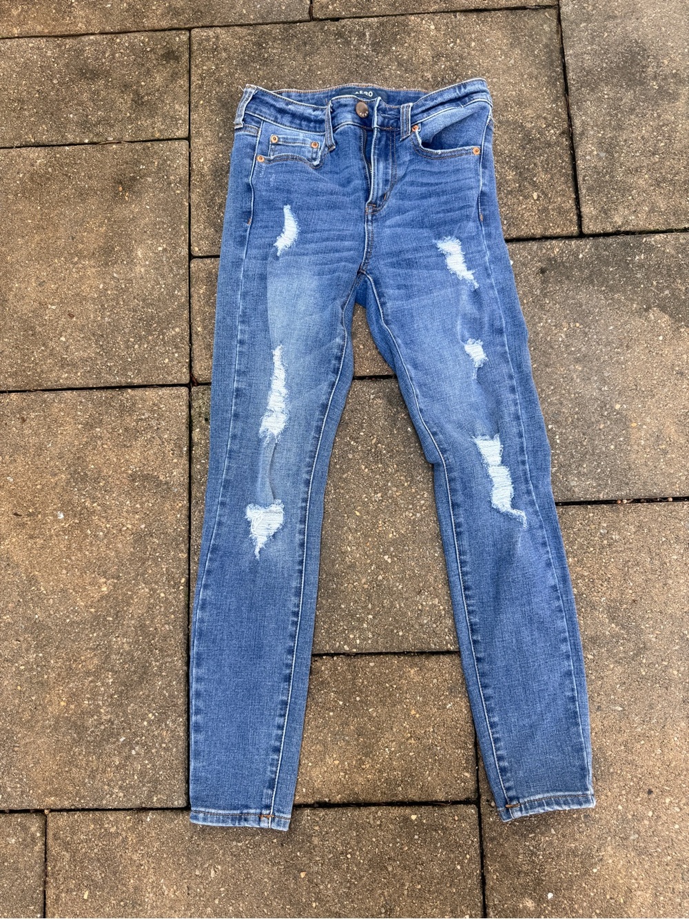 Aeropostale Blue Ripped Skinny Jeans